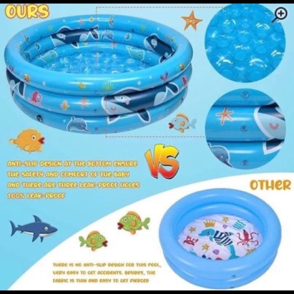 3 Ring Kids Paddling Whale Pool, Baby, Toddlers For Ages 3+, Indoor/Outdoor